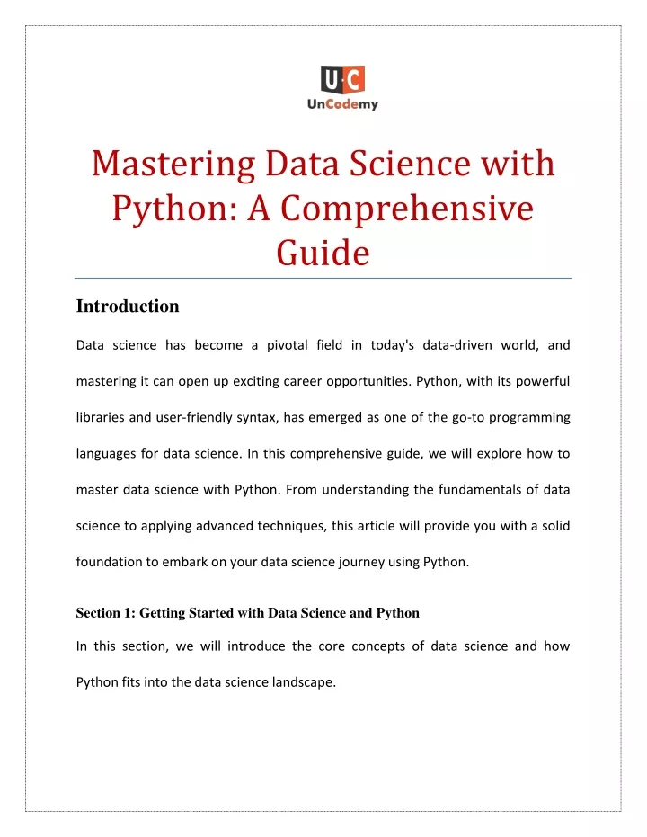 mastering data science with python