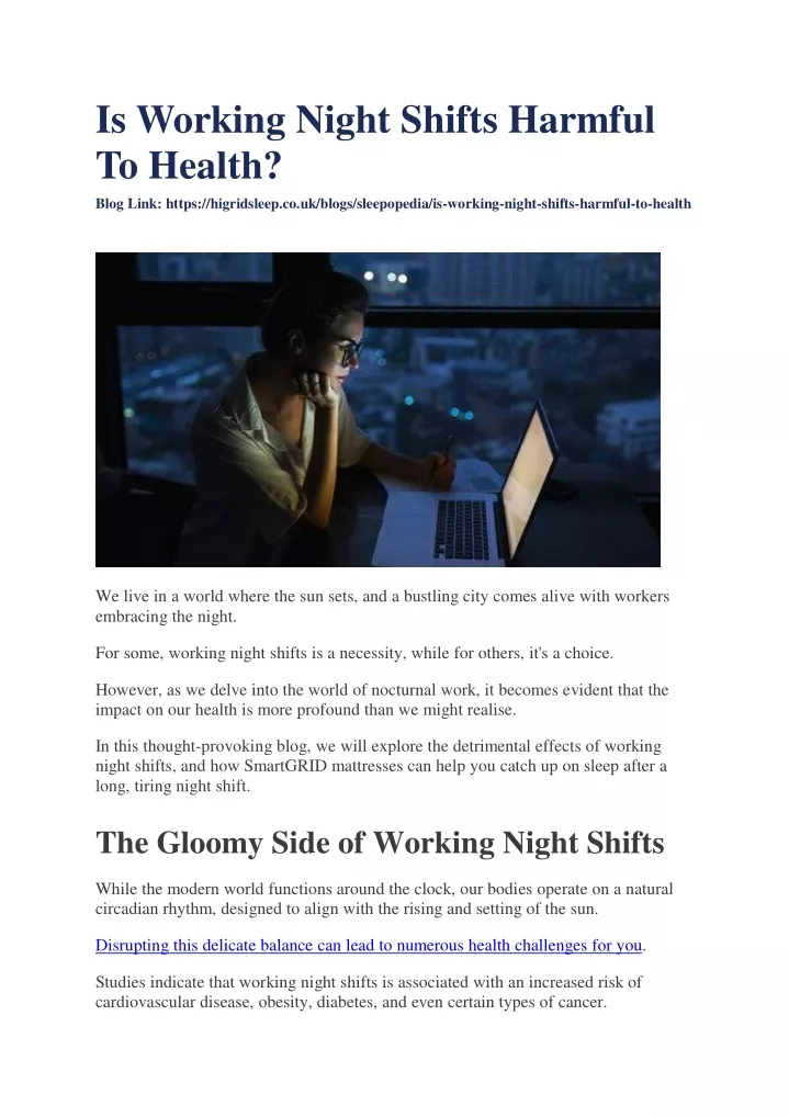 is working night shifts harmful to health