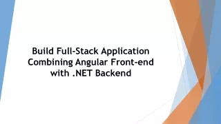 build full stack application combining angular