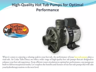 High-Quality Hot Tub Pumps for Optimal Performance