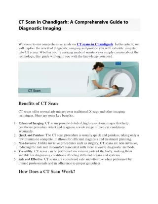 CT Scan in Chandigarh