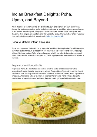 Indian Breakfast Delights_ Poha, Upma, and Beyond
