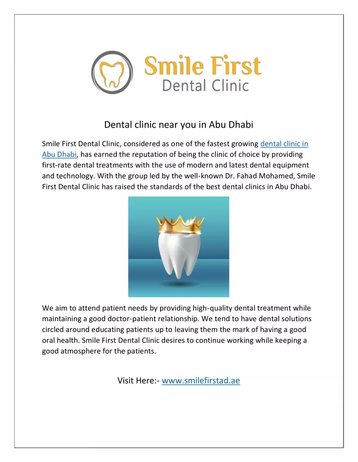 dental clinic near you in abu dhabi smile first