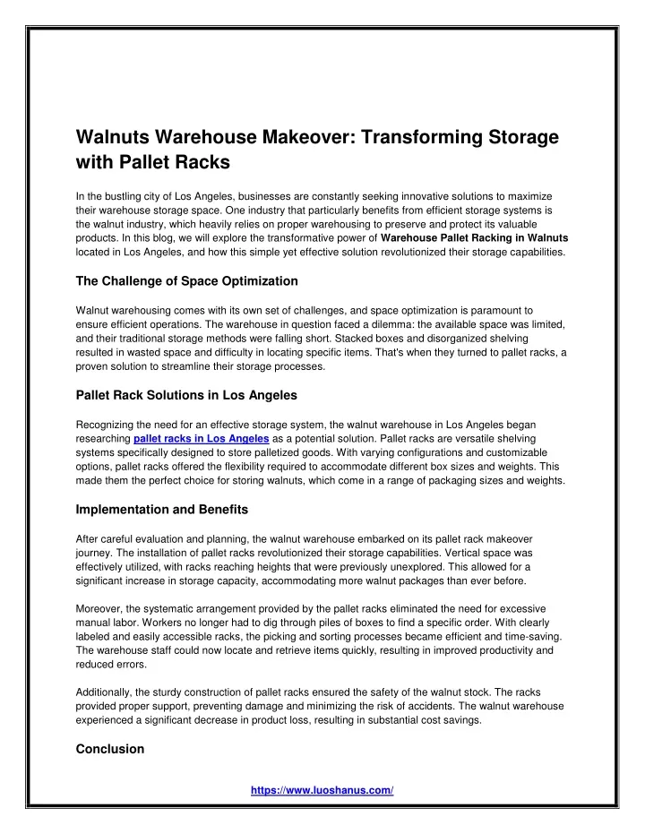 walnuts warehouse makeover transforming storage