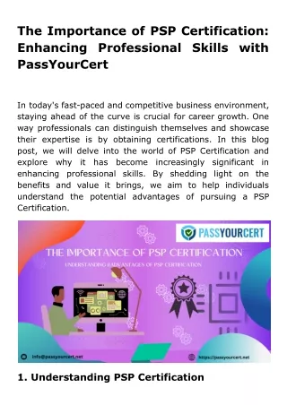 The Importance of PSP Certification_ Enhancing Professional Skills with PassYourCert