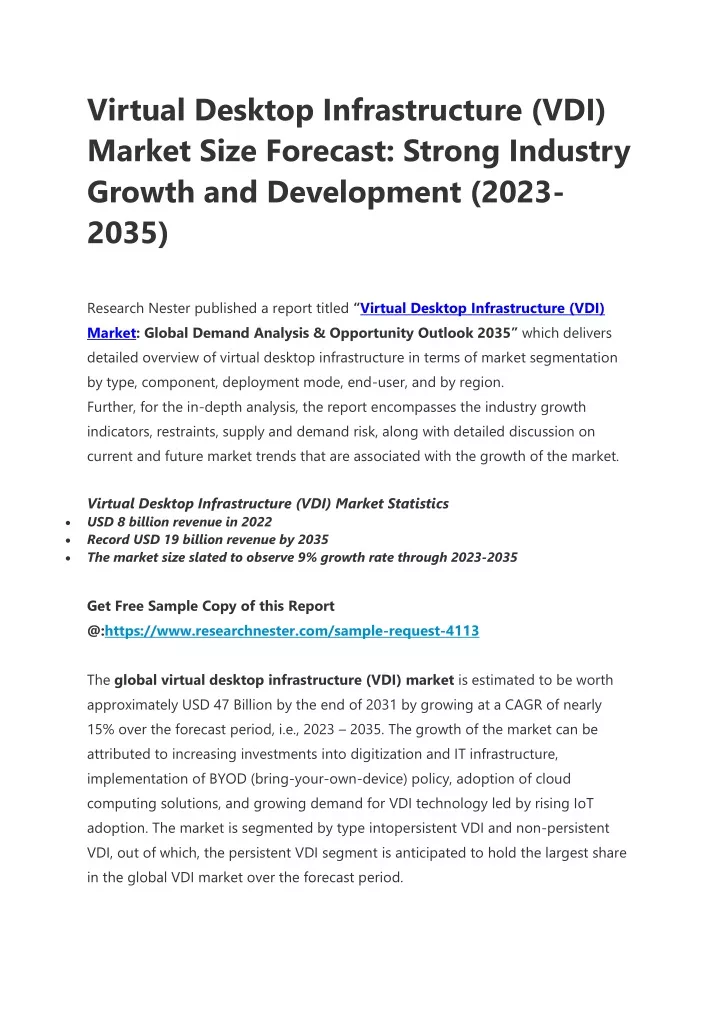 virtual desktop infrastructure vdi market size