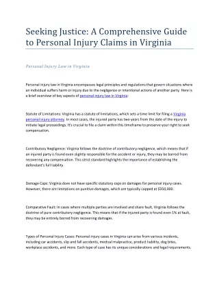 Seeking Justice A Comprehensive Guide to Personal Injury Claims in Virginia