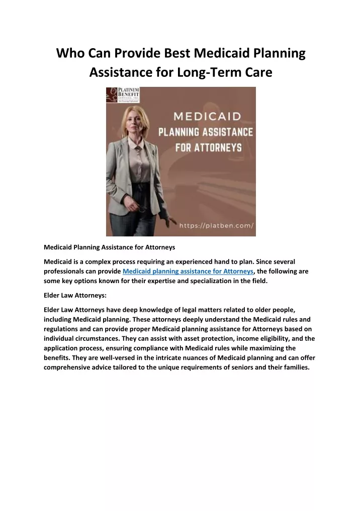 who can provide best medicaid planning assistance