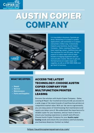 Access the Latest Technology: Choose Austin Copier Company for Multifunction Pri