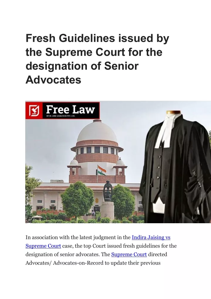 fresh guidelines issued by the supreme court