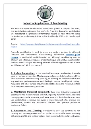 Industrial Applications of Sandblasting