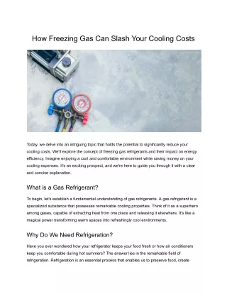 How Freezing Gas Can Slash Your Cooling Costs