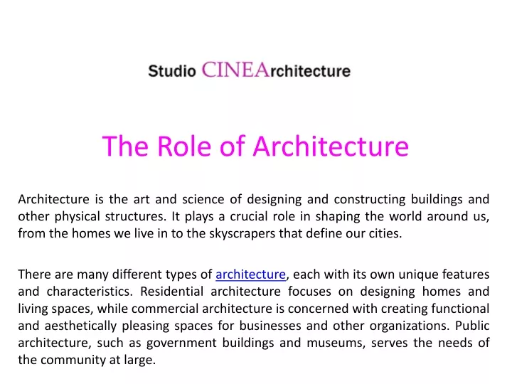 the role of architecture