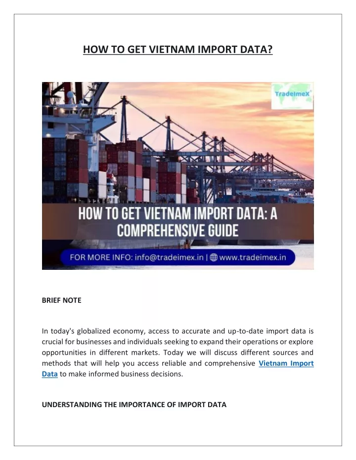 how to get vietnam import data