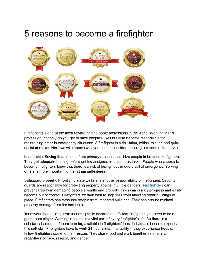 5 reasons to become a firefighter