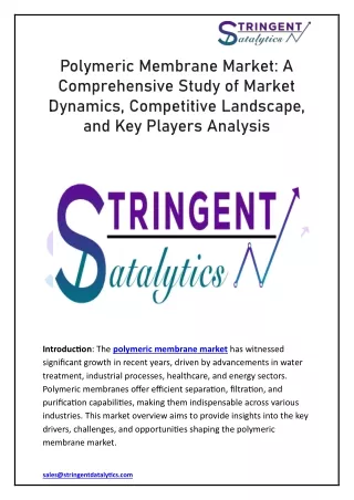 polymeric membrane market a comprehensive study