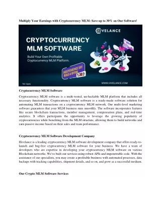 Multiply Your Earnings with Cryptocurrency MLM: Save up to 30% on Our Software!