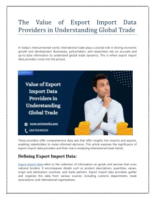 The Value of Export Import Data Providers in Understanding Global Trade