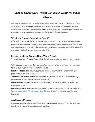 Spouse Open Work Permit Canada_ A Guide for Indian Citizens