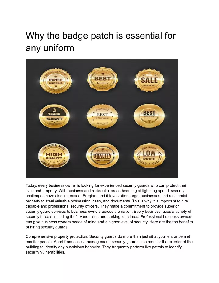 why the badge patch is essential for any uniform