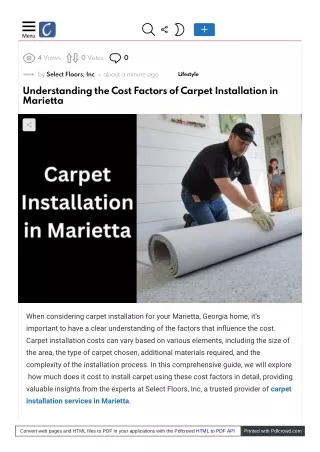 Cost Factors of Carpet Installation in Marietta