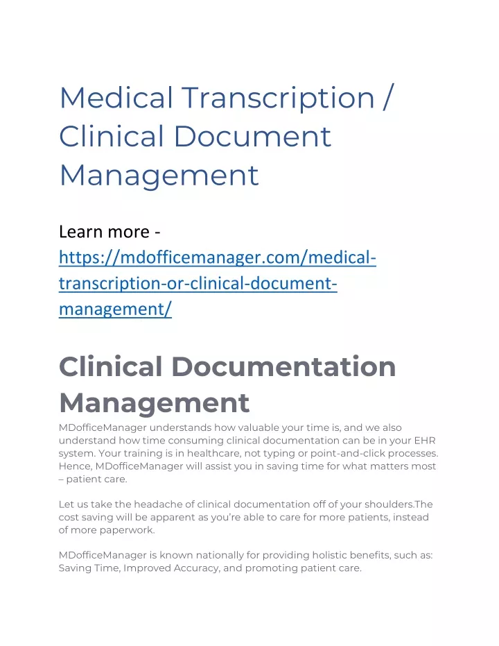medical transcription clinical document