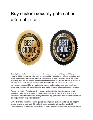 buy custom security patch at an affordable rate