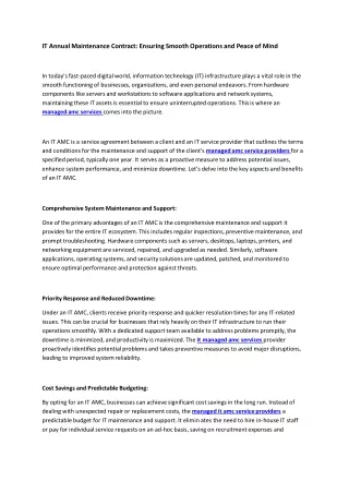 it annual maintenance contract ensuring smooth