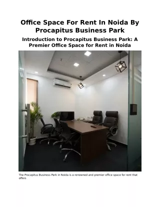 Office Space For Rent In Noida By Procapitus Business Park