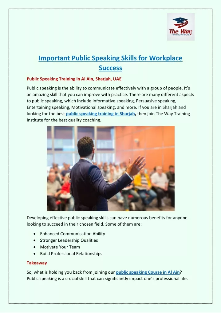important public speaking skills for workplace