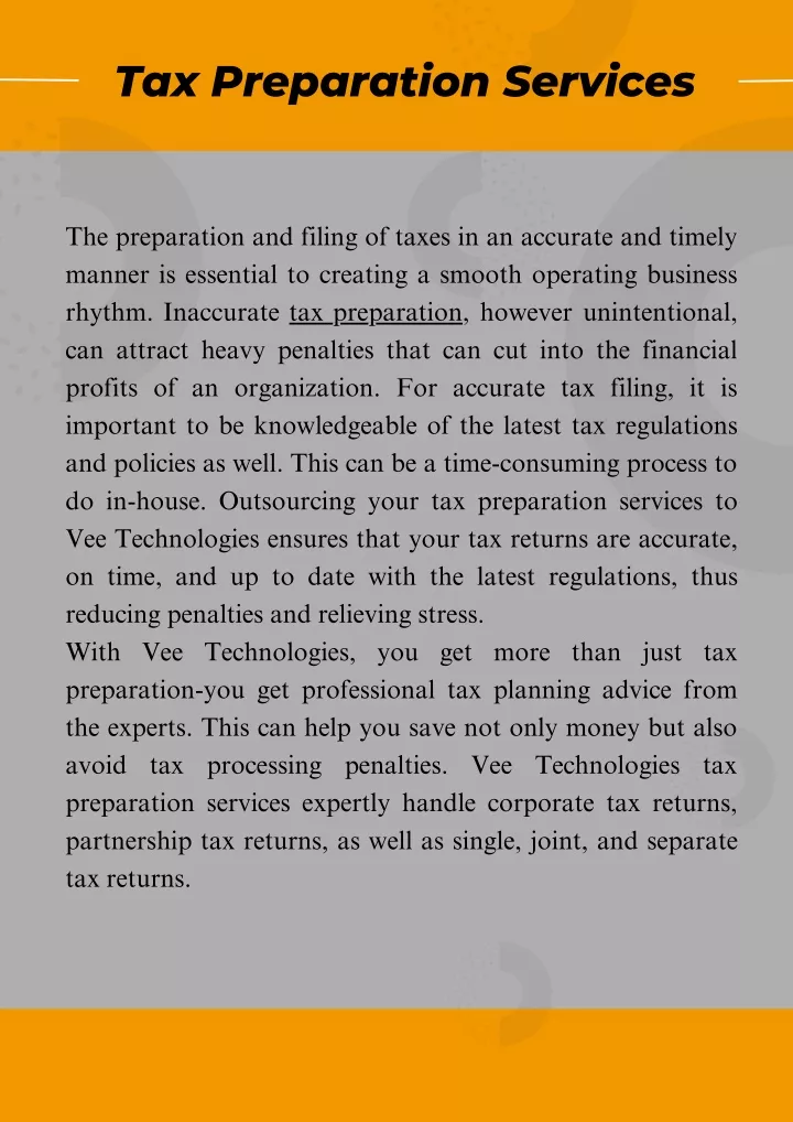 tax preparation services