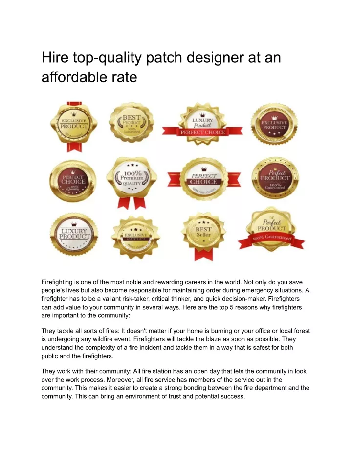 hire top quality patch designer at an affordable