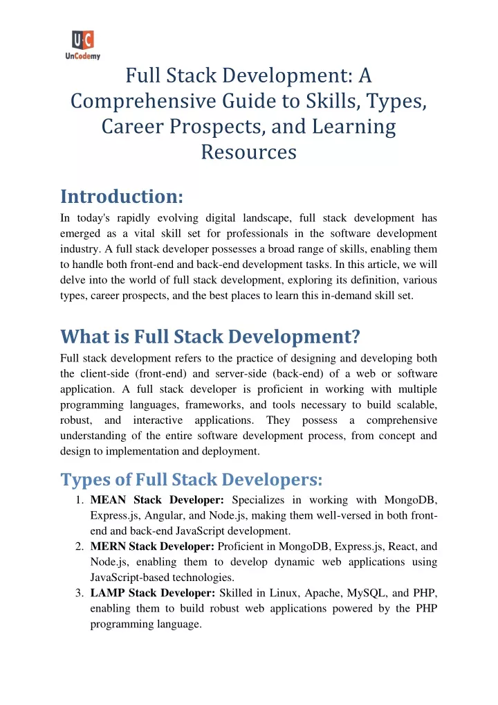 full stack development a comprehensive guide