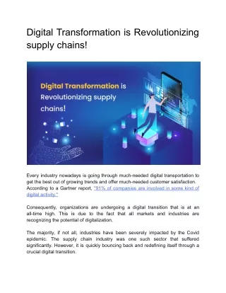 Digital Transformation in present-day Supply Chains
