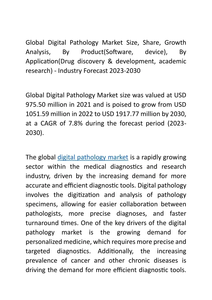 global digital pathology market size share growth