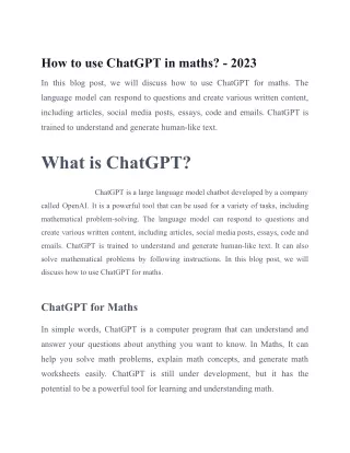 How to use ChatGPT in maths? - 2023