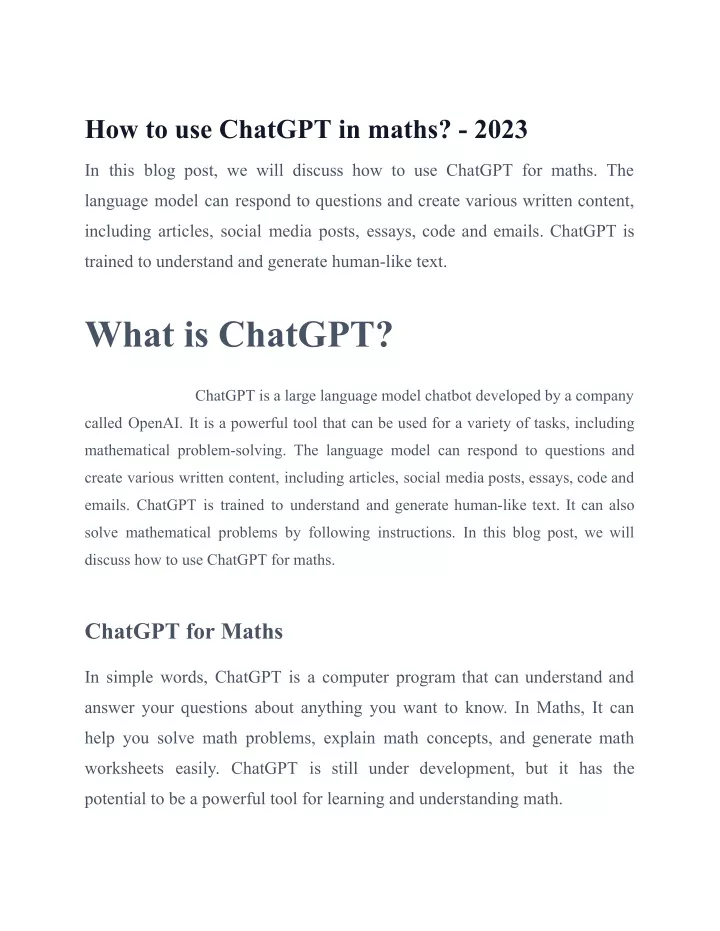 how to use chatgpt in maths 2023