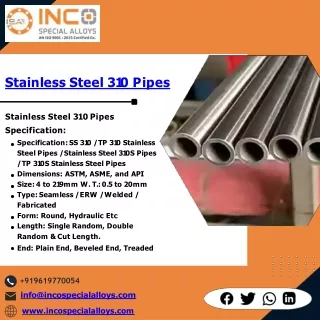 Stainless Steel | 310 Pipe | 310S Pipe | 316 Pipe | Manufacturer in India - Inco