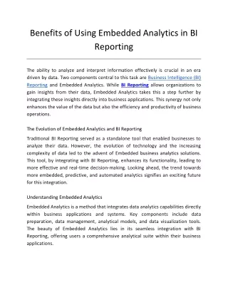 benefits of using embedded analytics