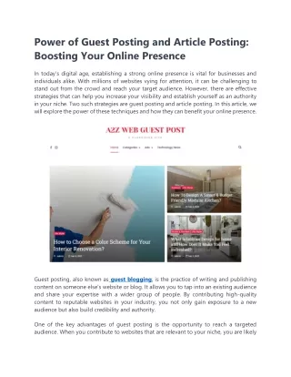 Power of Guest Posting and Article Posting
