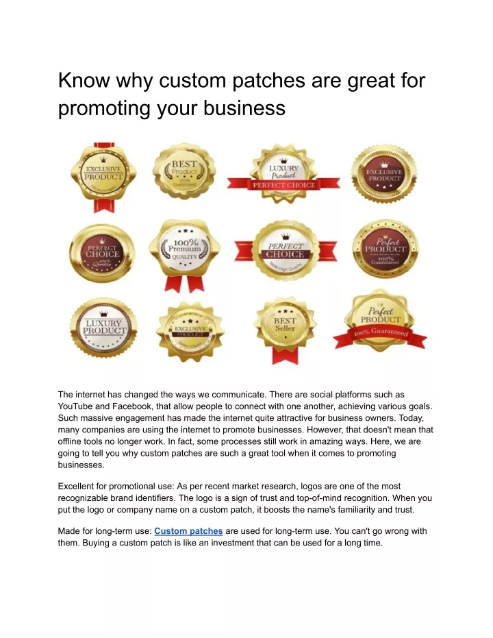 know why custom patches are great for promoting