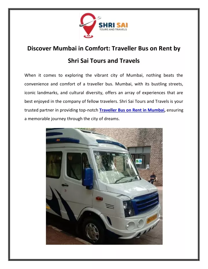 discover mumbai in comfort traveller bus on rent