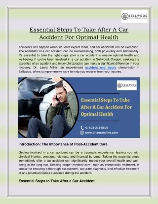 Essential Steps To Take After A Car Accident For Optimal Health