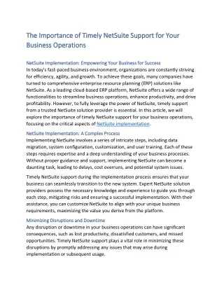 The Importance of Timely Netsuite Support for Your Business Operations