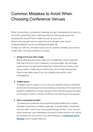 common mistakes to avoid when choosing conference