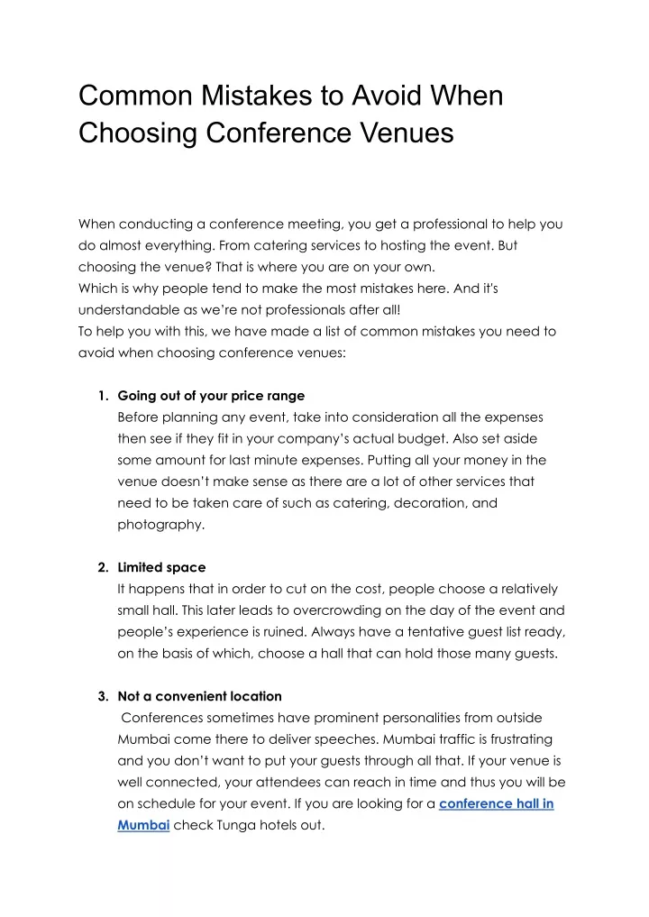 common mistakes to avoid when choosing conference