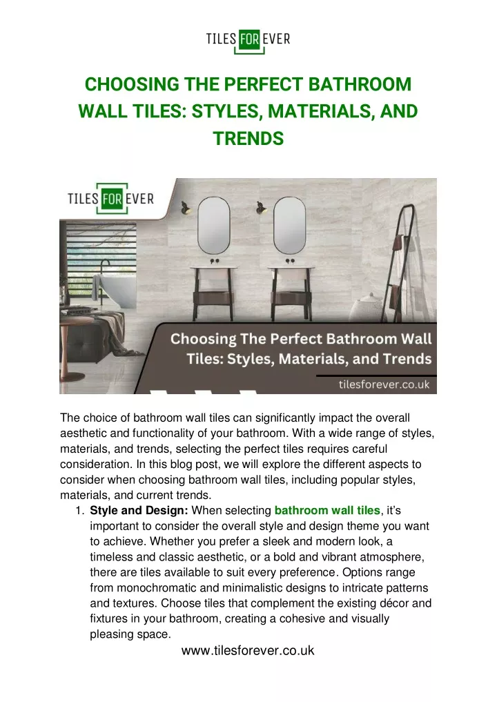 choosing the perfect bathroom wall tiles styles