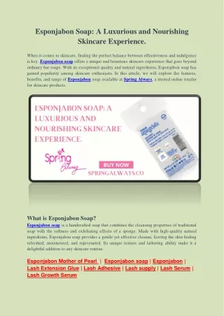Esponjabon Soap: A Luxurious and Nourishing Skincare Experience.