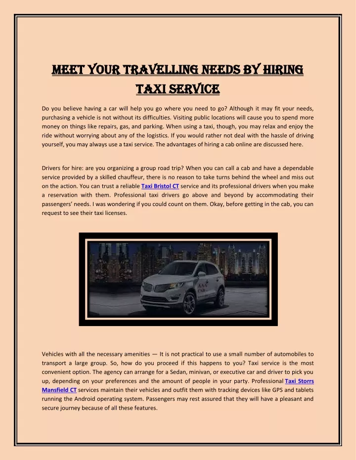 meet your travelling needs by hiring meet your