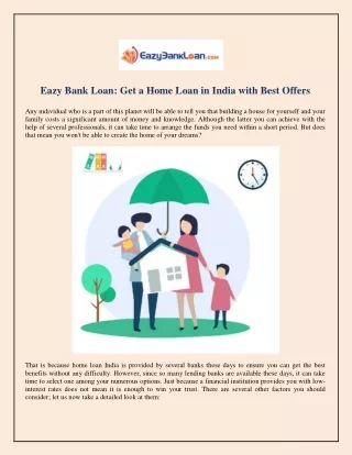 Eazy Bank Loan Get a Home Loan in India with Best Offers